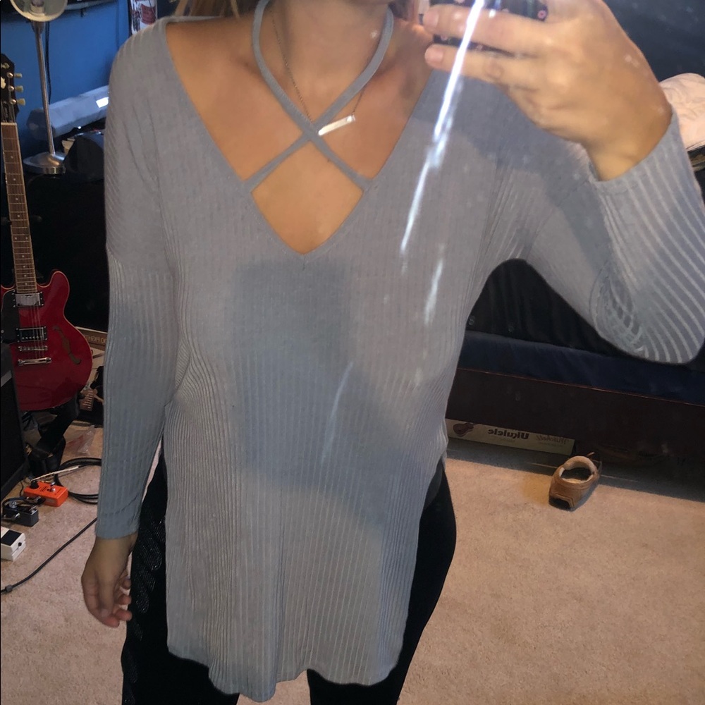 Criss cross top with side slits